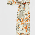 Orange Ecru Patterned Silk Scarf