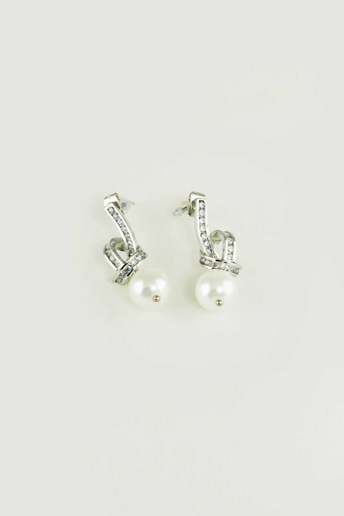 Silver Twisted Zircon Stone Earrings