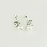 Silver Twisted Zircon Stone Earrings