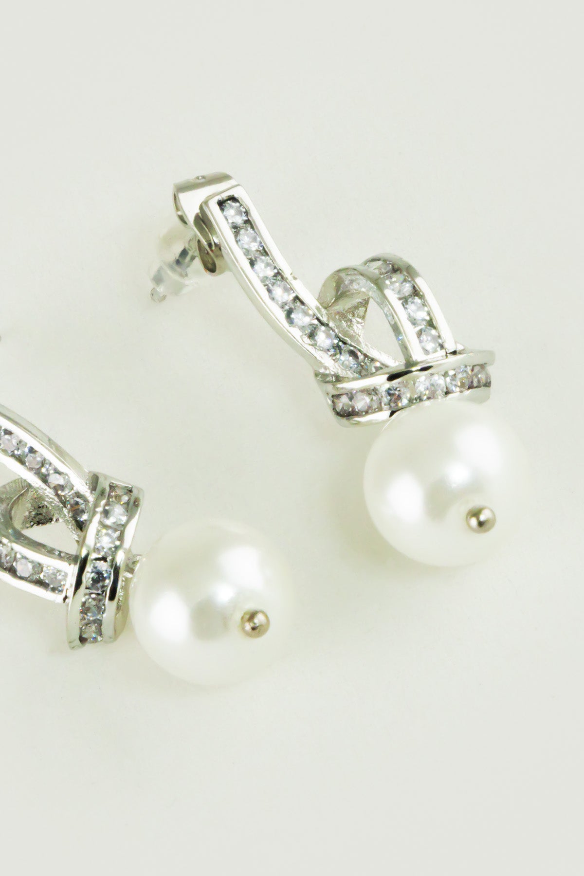 Silver Twisted Zircon Stone Earrings