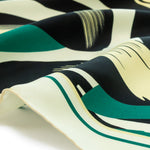 Dark Green and Black Abstract Patterned Silk Scarf
