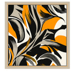 Orange Black Abstract Patterned Silk Scarf