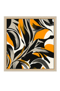 Orange Black Abstract Patterned Silk Scarf