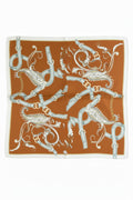 Brick Gray Paisley Patterned Silk Scarf