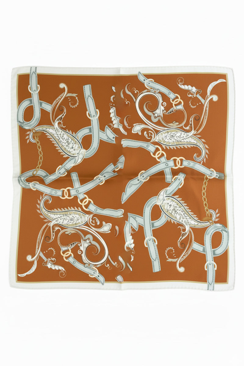 Brick Gray Paisley Patterned Silk Scarf
