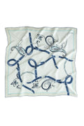 Ecru Navy Blue Shawl Patterned Silk Scarf