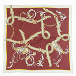 Burgundy and Aqua Green Shawl Patterned Silk Scarf