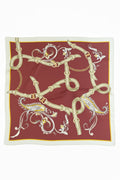 Burgundy and Aqua Green Shawl Patterned Silk Scarf
