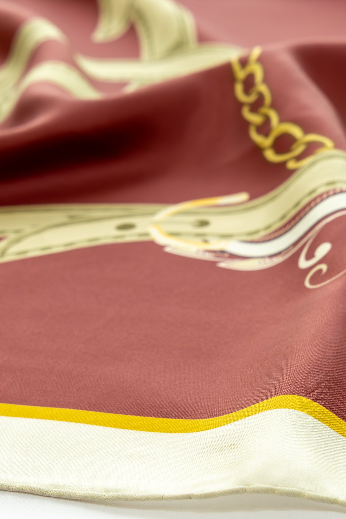 Burgundy and Aqua Green Shawl Patterned Silk Scarf