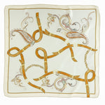 Light Beige Orange Paisley Patterned Silk Scarf