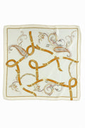 Light Beige Orange Paisley Patterned Silk Scarf
