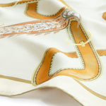 Light Beige Orange Paisley Patterned Silk Scarf