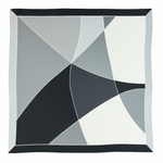 Gray Black Color Blocked Silk Scarf