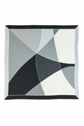 Gray Black Color Blocked Silk Scarf