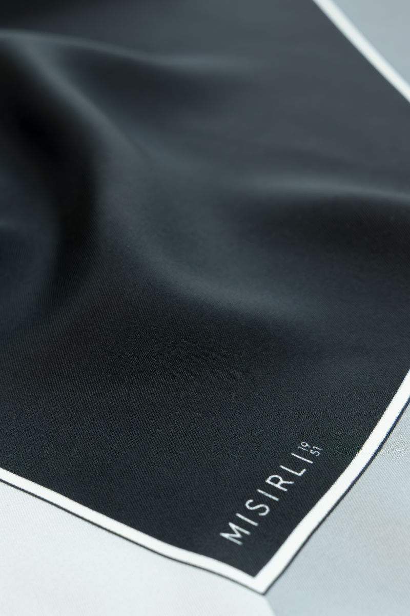 Gray Black Color Blocked Silk Scarf