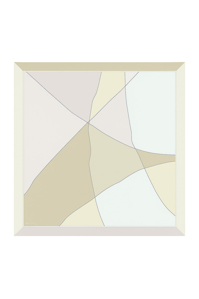 Ecru Camel Color Block Silk Scarf