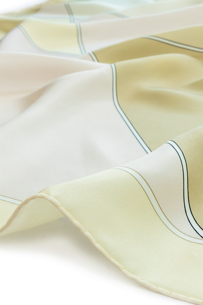 Ecru Camel Color Block Silk Scarf