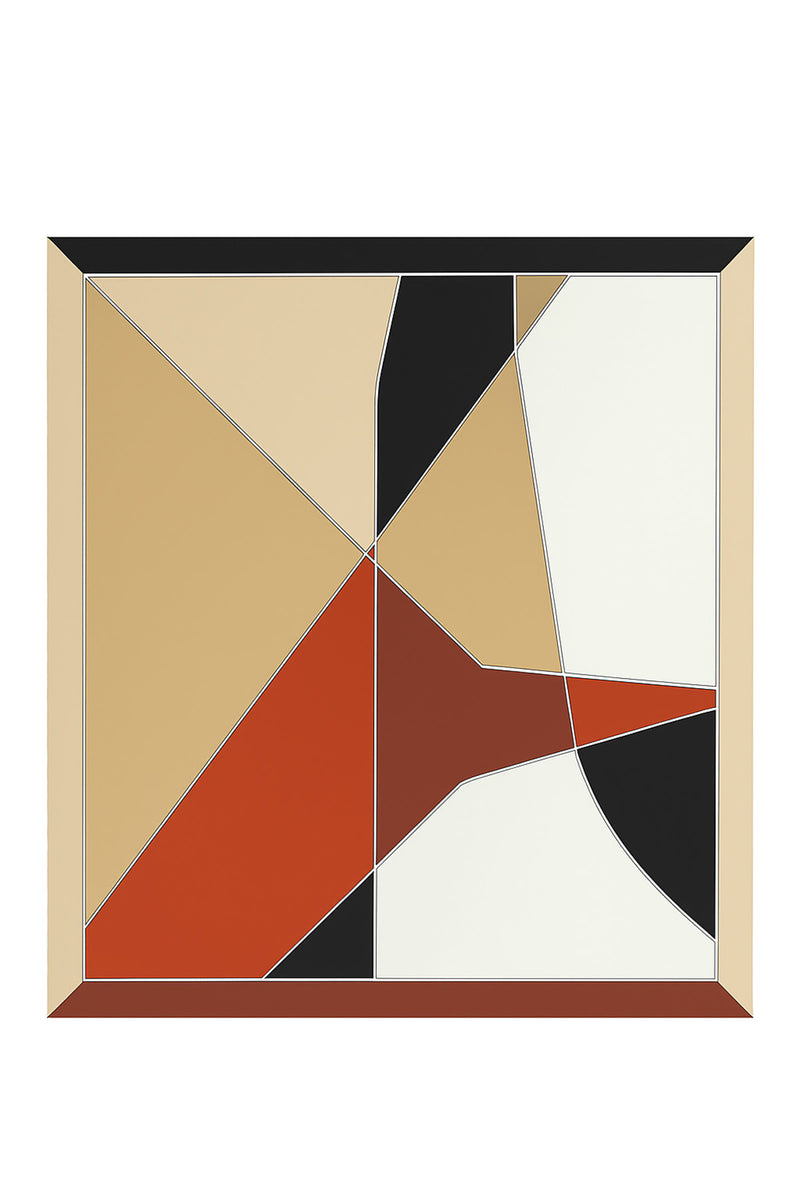 Camel Red Blocked Silk Scarf