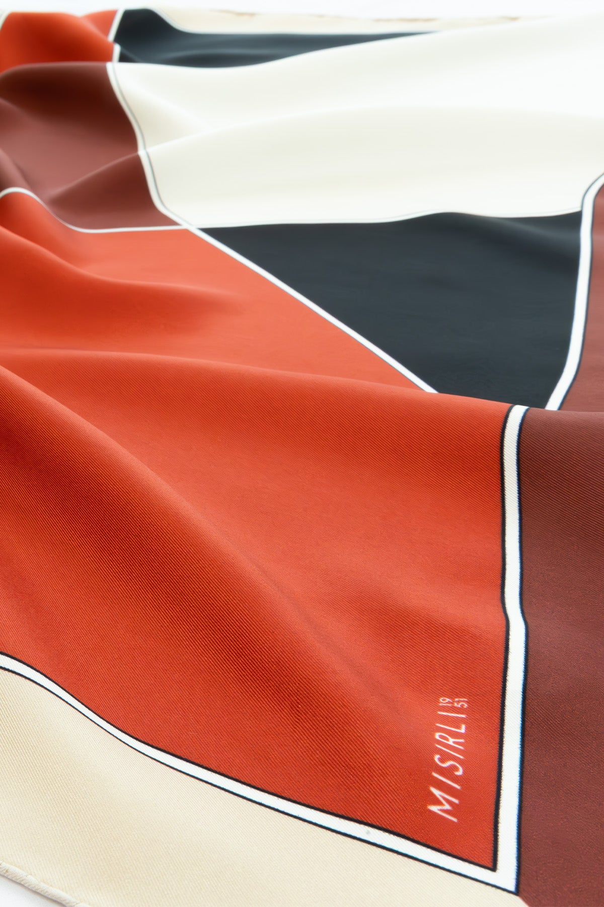 Camel Red Blocked Silk Scarf