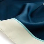 Navy Blue and Ecru Color Block Silk Scarf