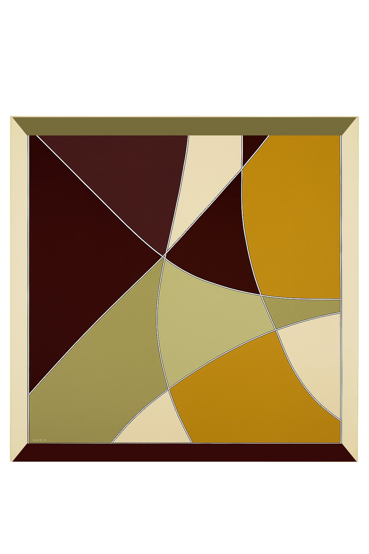 Mustard Burgundy Color Blocked Silk Scarf