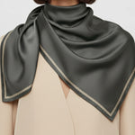 Black Edged Geometric Patterned Silk Scarf