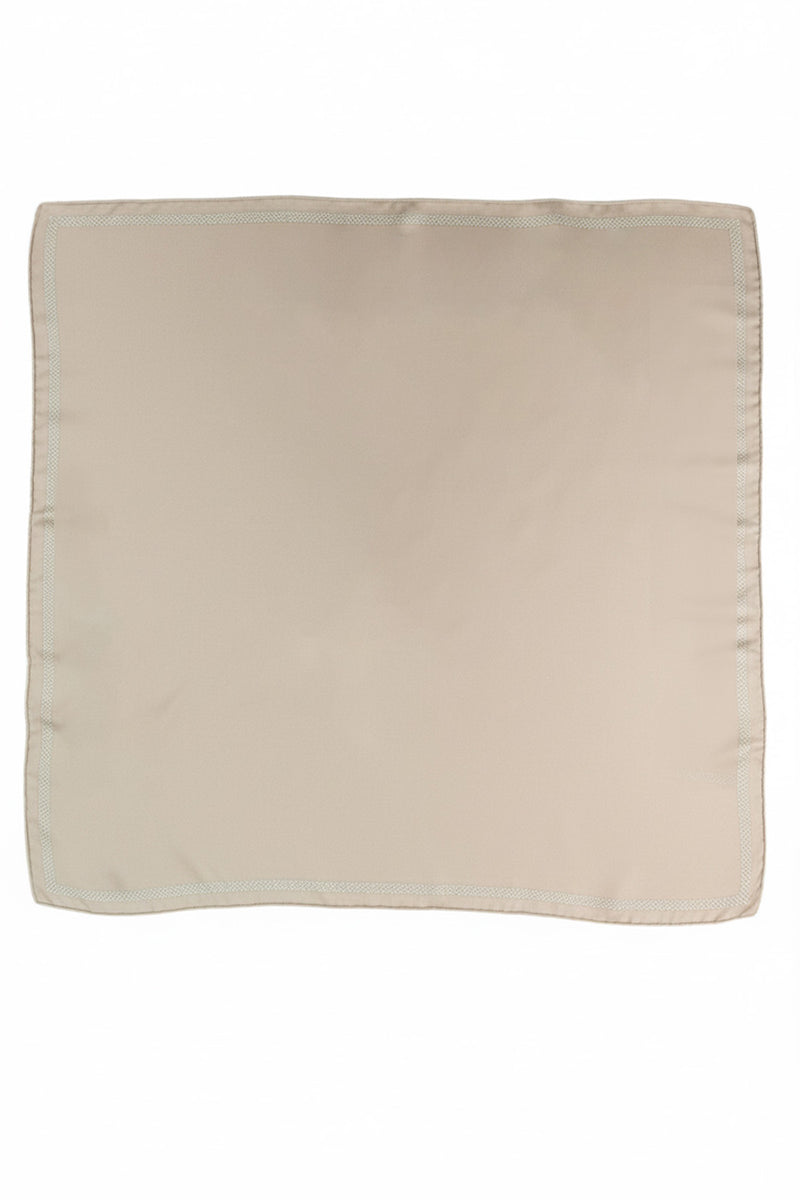 Ecru Silk Scarf with Geometric Pattern on the Edge