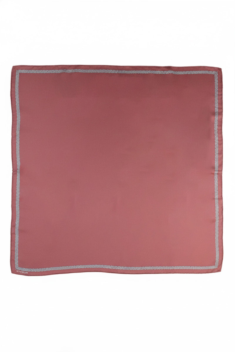 Burgundy Edged Geometric Patterned Silk Scarf