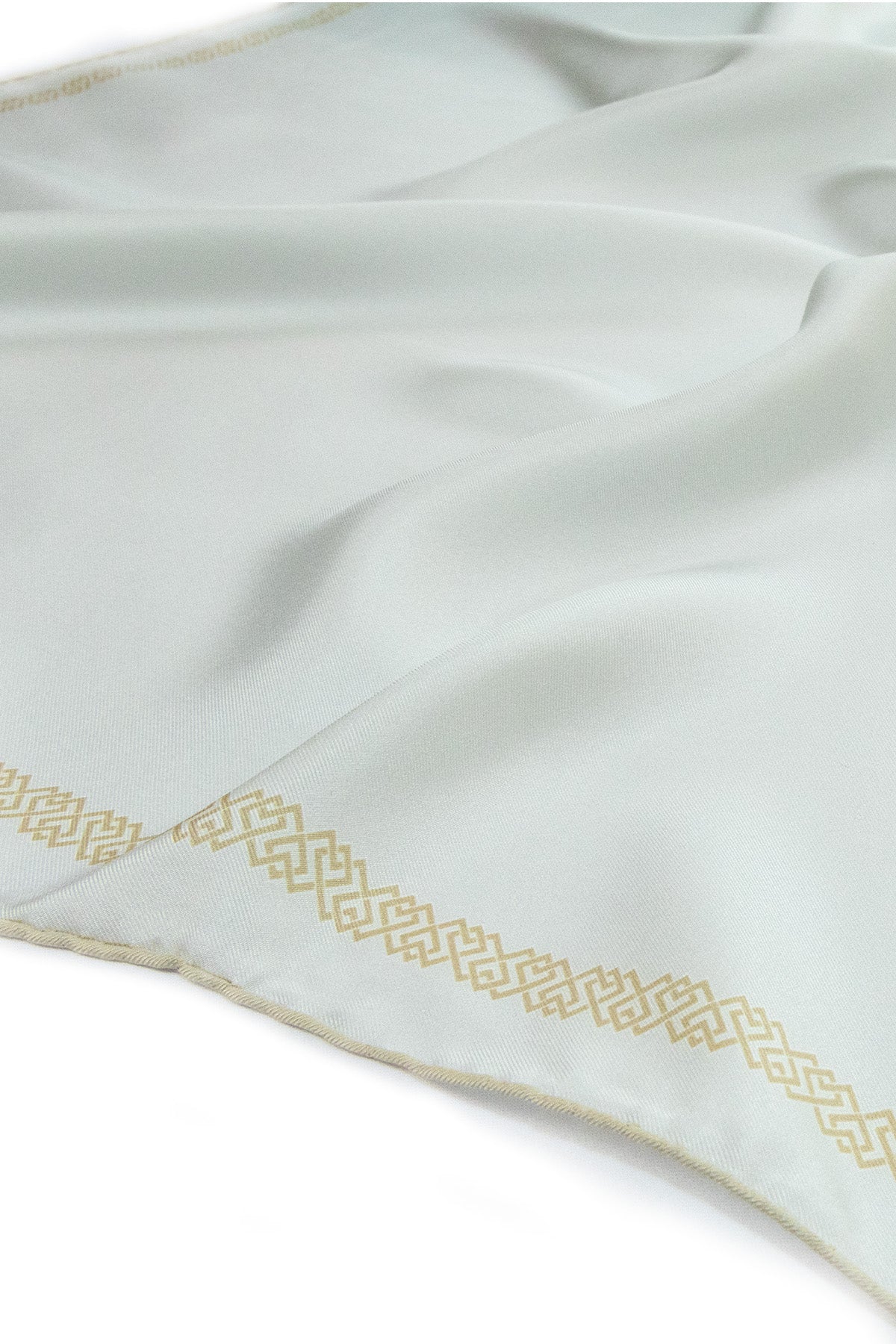 Mint Edge Geometric Patterned Silk Scarf