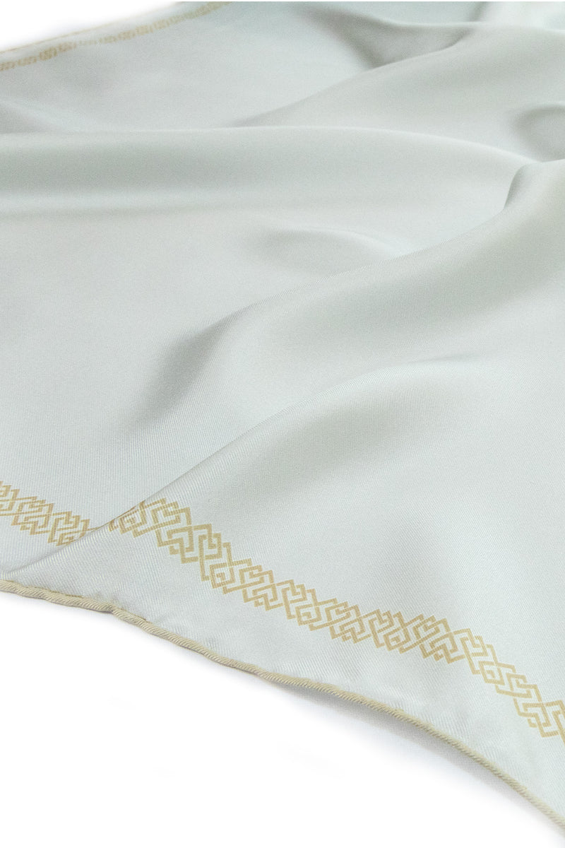 Mint Edge Geometric Patterned Silk Scarf