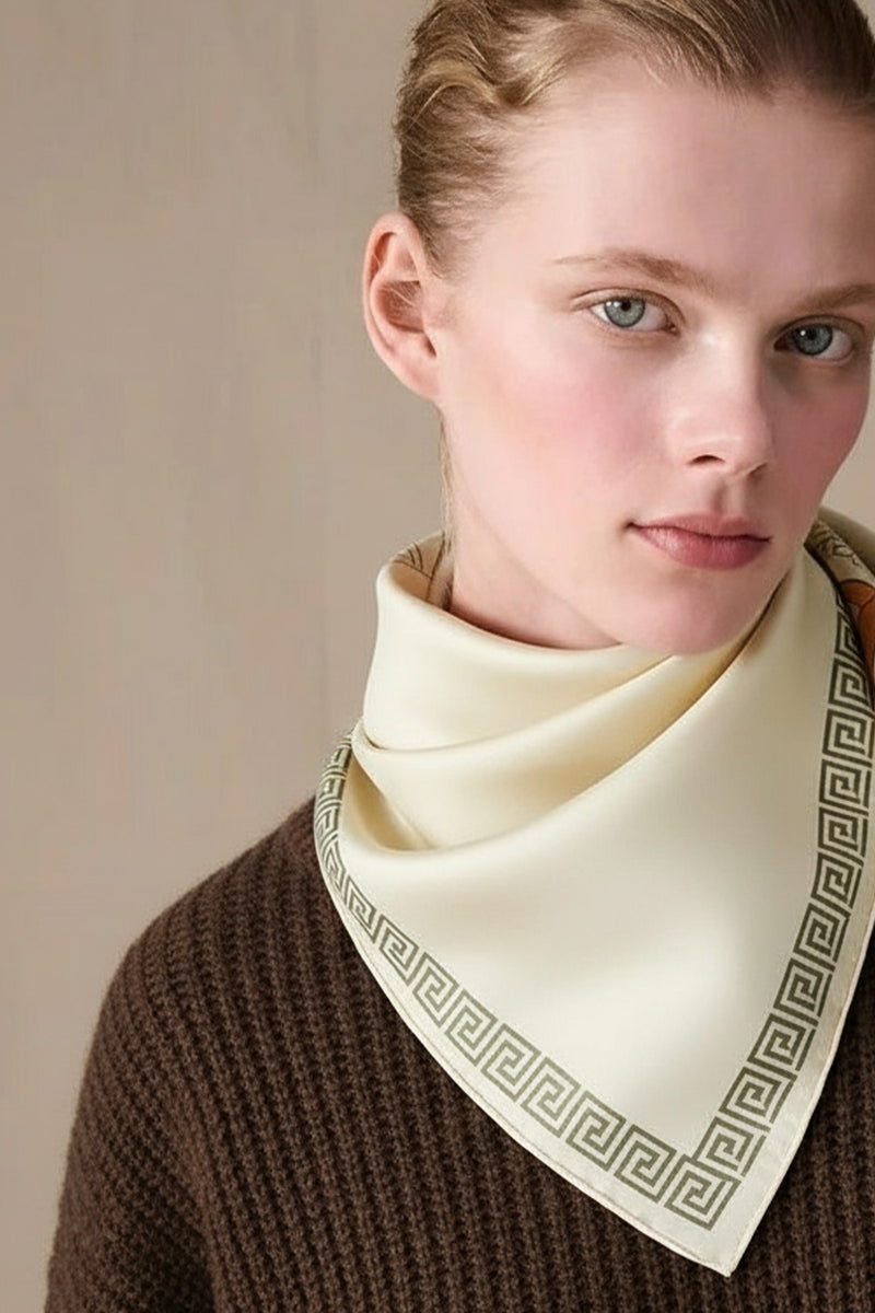 Stone Edge Geometric Pattern Silk Scarf