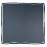 Navy Blue Silk Scarf with Geometric Pattern on the Edge