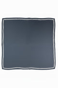 Navy Blue Silk Scarf with Geometric Pattern on the Edge