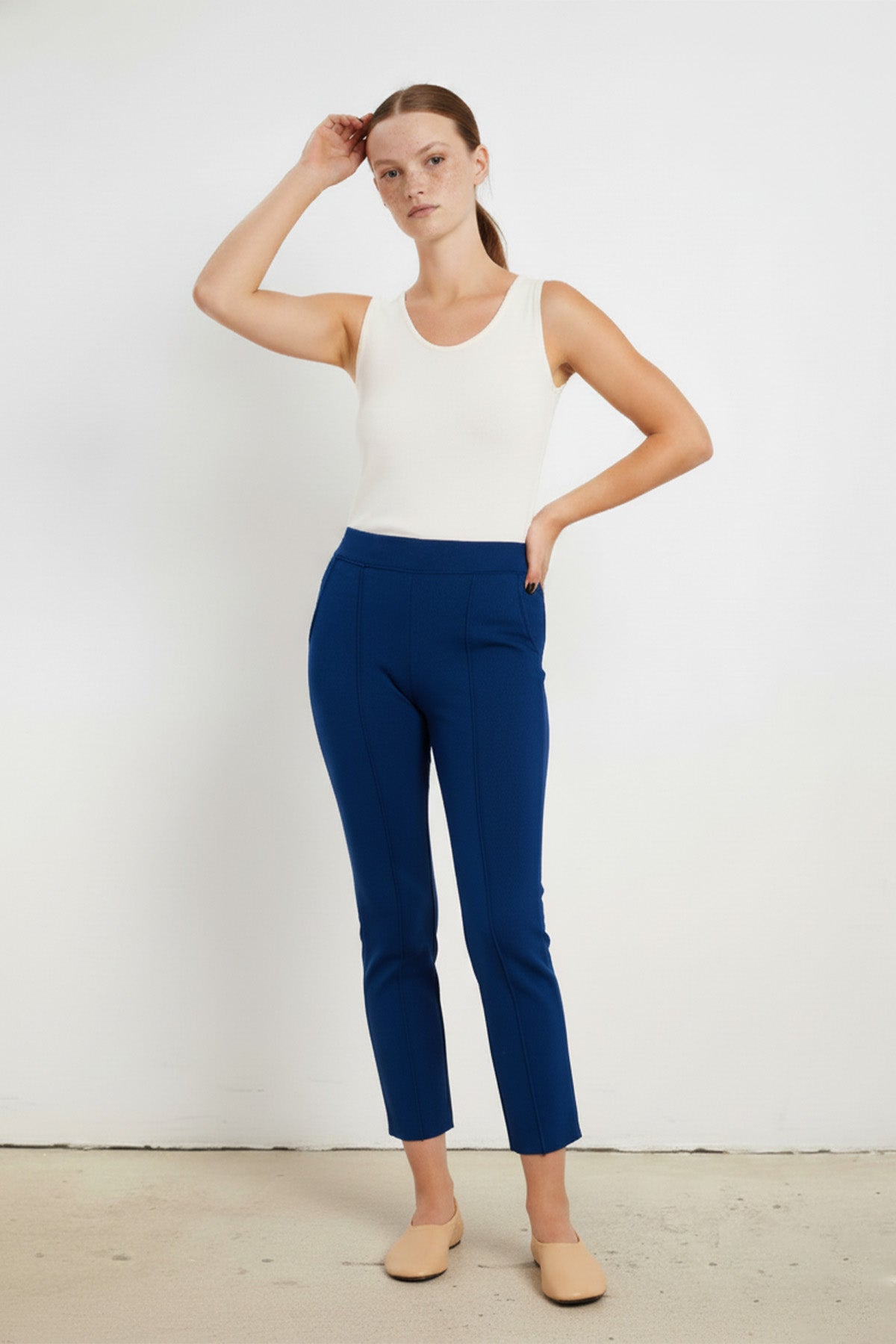 Navy Blue Stitching Women's Pants