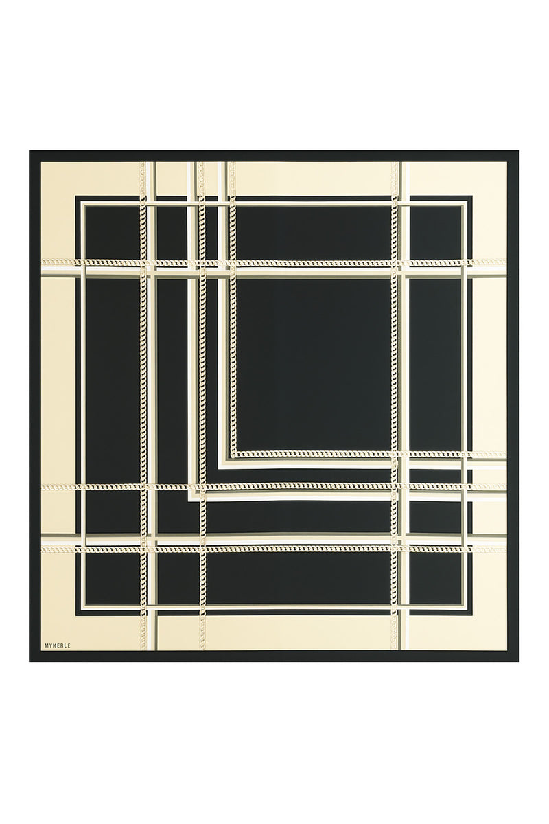 Black Chain Patterned Silk Scarf