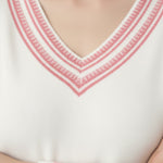 Ecru Orange V Neck Ladies Sweater