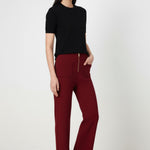 Burgundy Detailed Zipper Women's Pants