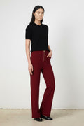 Burgundy Detailed Zipper Women's Pants