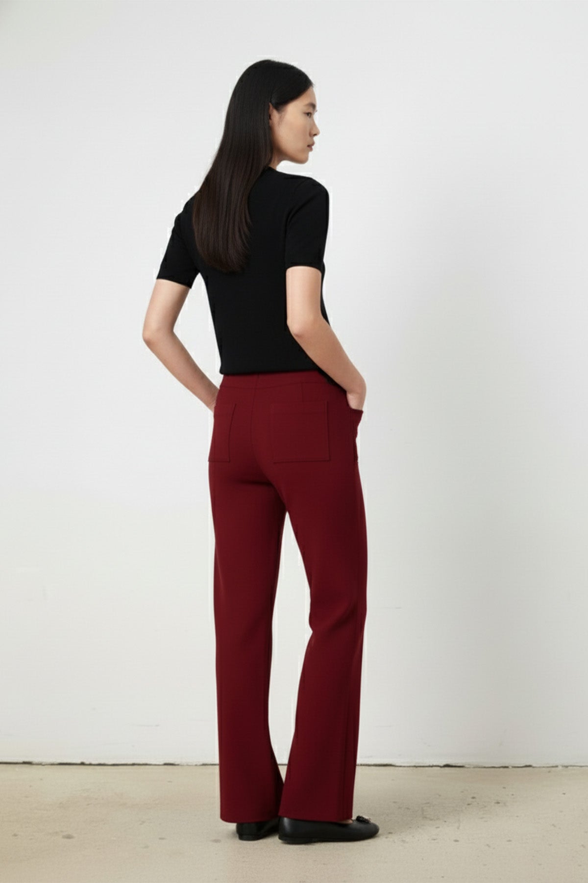 Burgundy Detailed Zipper Women's Pants