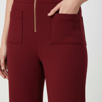 Burgundy Detailed Zipper Women's Pants