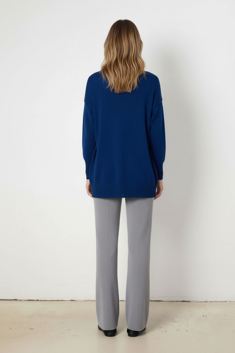 High-Waisted Women's Pants with Grey Stripes