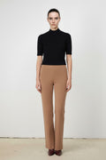 High-Waisted Women's Caramel Ribbed Pants