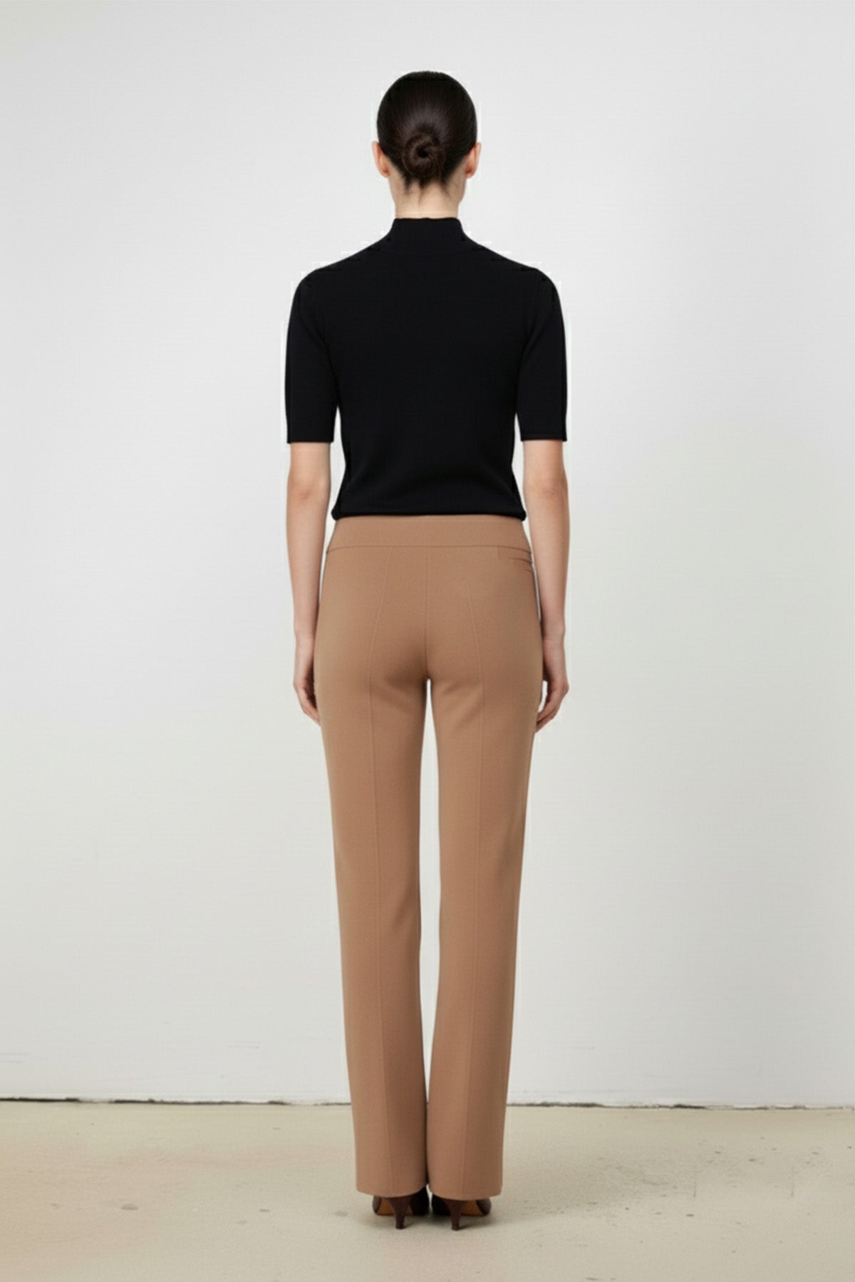 High-Waisted Women's Caramel Ribbed Pants