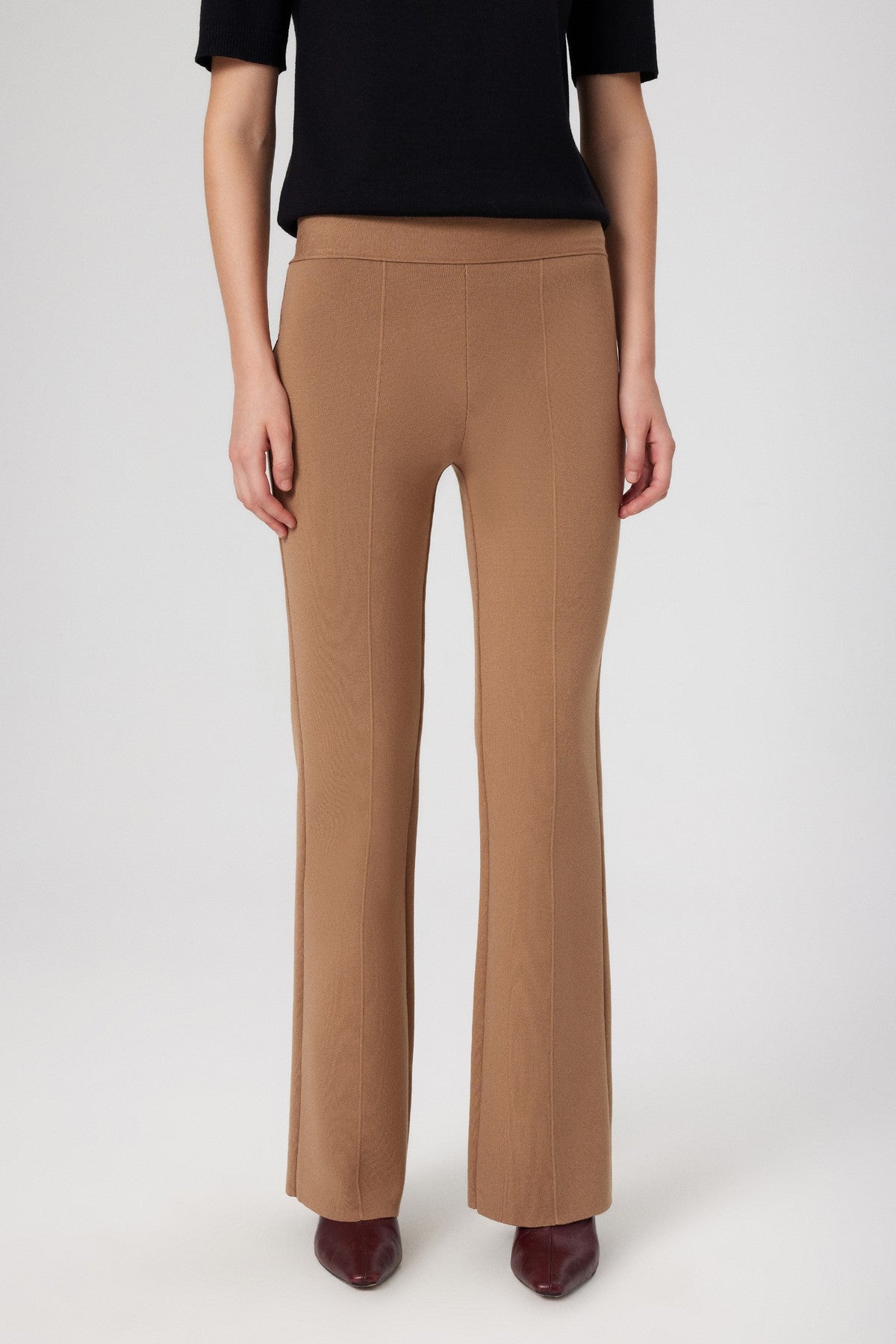 High-Waisted Women's Caramel Ribbed Pants