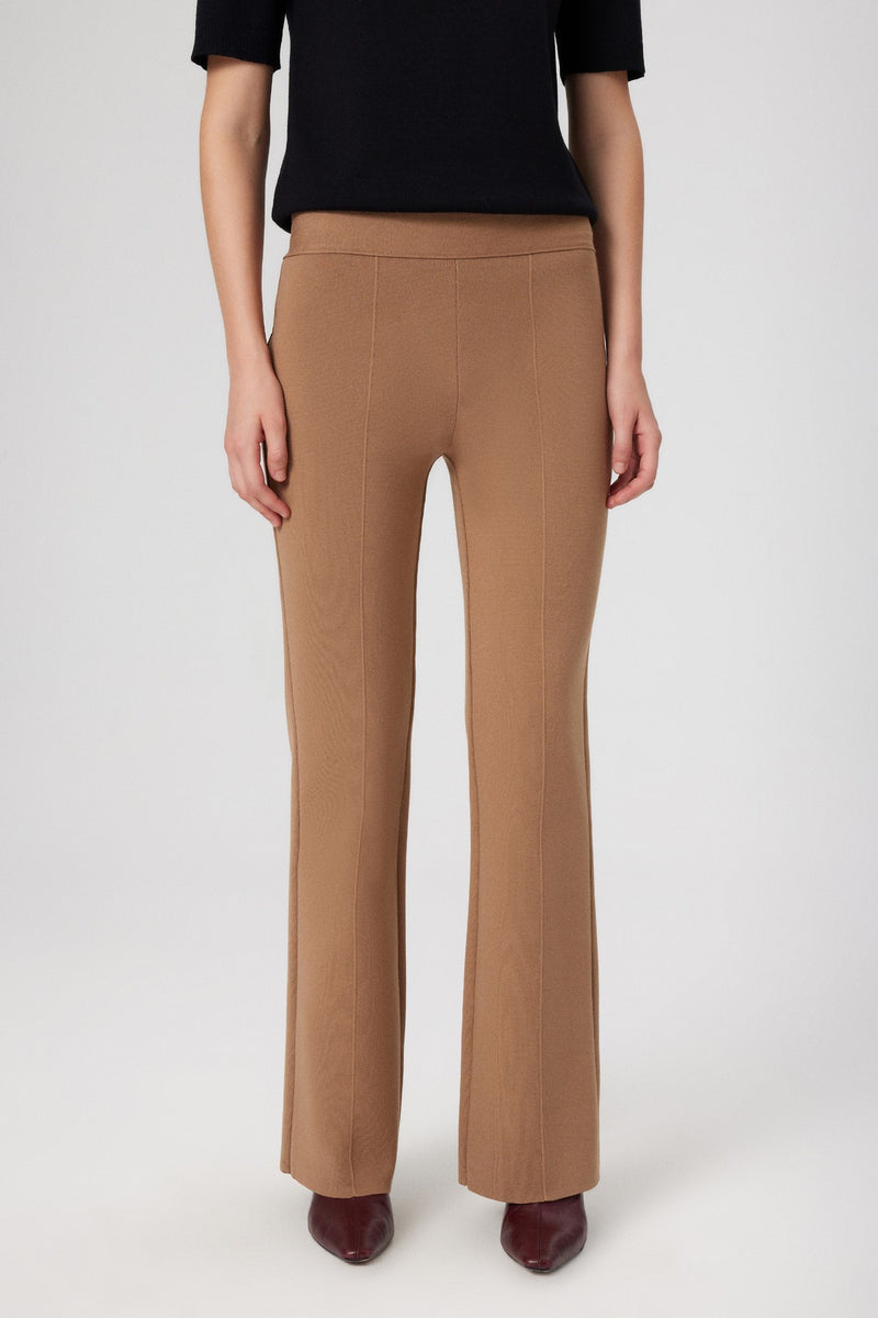 High-Waisted Women's Caramel Ribbed Pants
