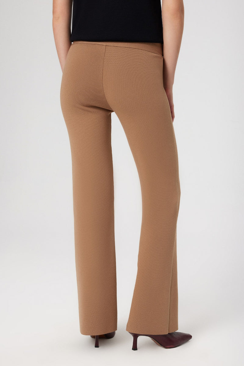 High-Waisted Women's Caramel Ribbed Pants