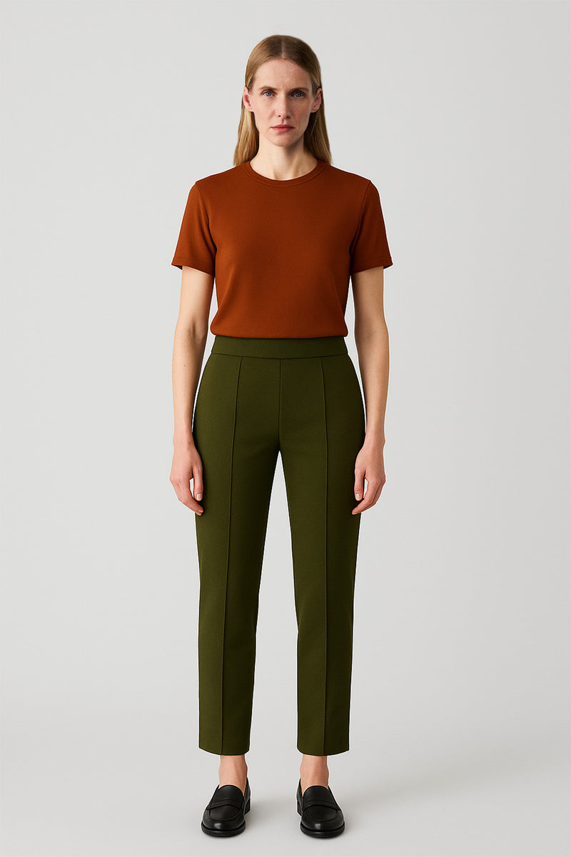 Women's Pants with Green Stitching and Pocket Details