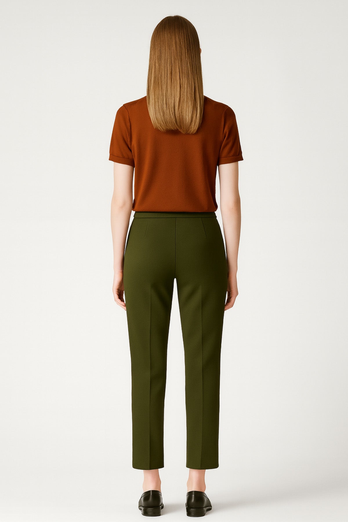 Women's Pants with Green Stitching and Pocket Details