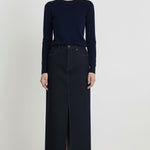 Navy Blue Crew Neck Basic Women's Sweater