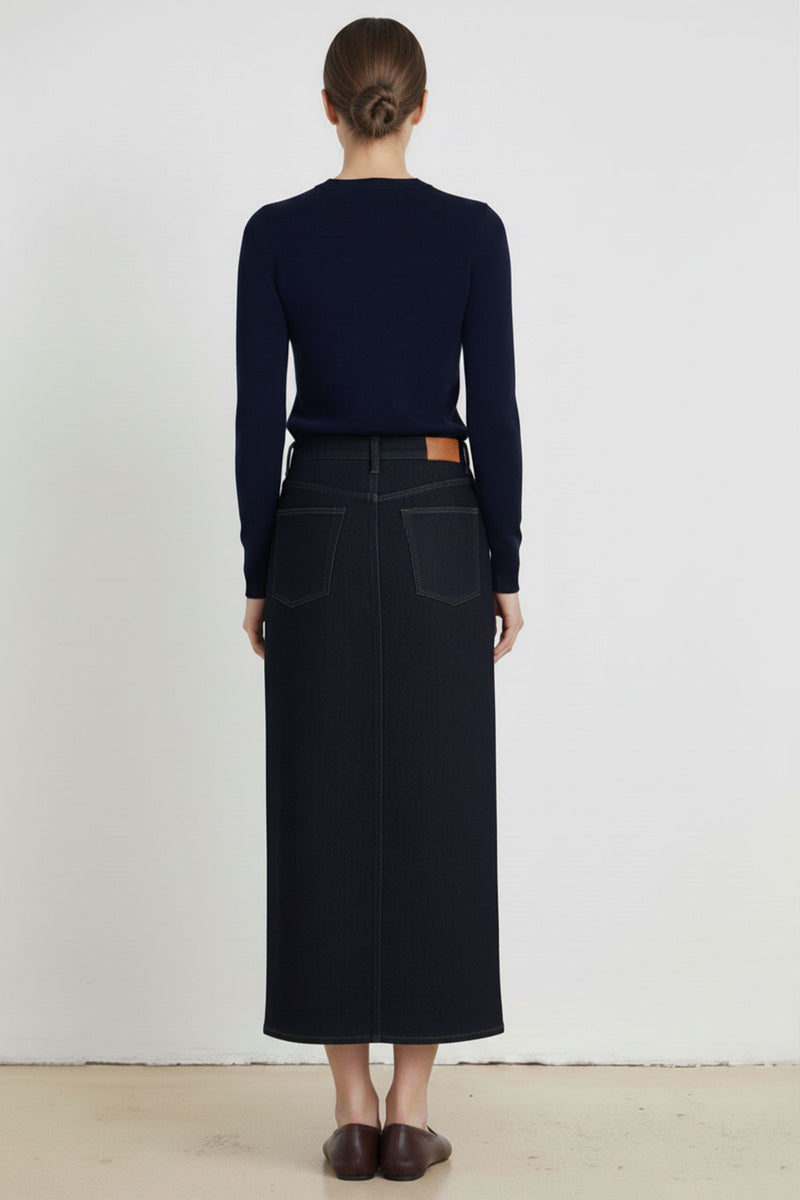 Navy Blue Crew Neck Basic Women's Sweater